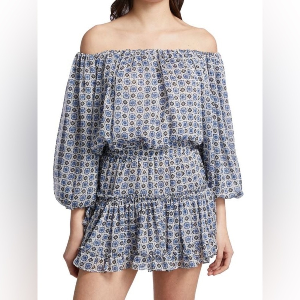 MISA LOS ANGELES Zonia Off Shoulder Chiffon Mini Dress